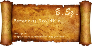 Beretzky Szolón névjegykártya